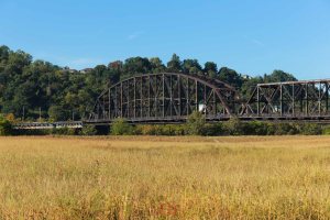 a rotting special rail bridge built to carry train loads of molten iron 