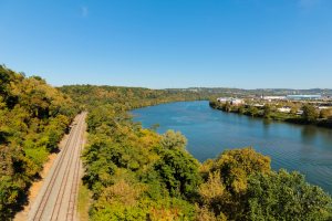 Mon River, the shopping mall is the site of the old Homestead Steel Mill
