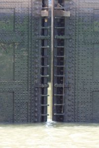 The massive steel doors of the canal locks, made in the USA... can't say that much anymore
